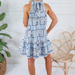 Charlotte Blues Halter Neck Mini Dress Entro