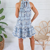 Charlotte Blues Halter Neck Mini Dress Entro
