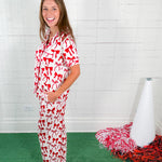 Charlotte Crimson + White Bows Pajama Set Mary Square