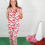 Charlotte Crimson + White Bows Pajama Set Mary Square