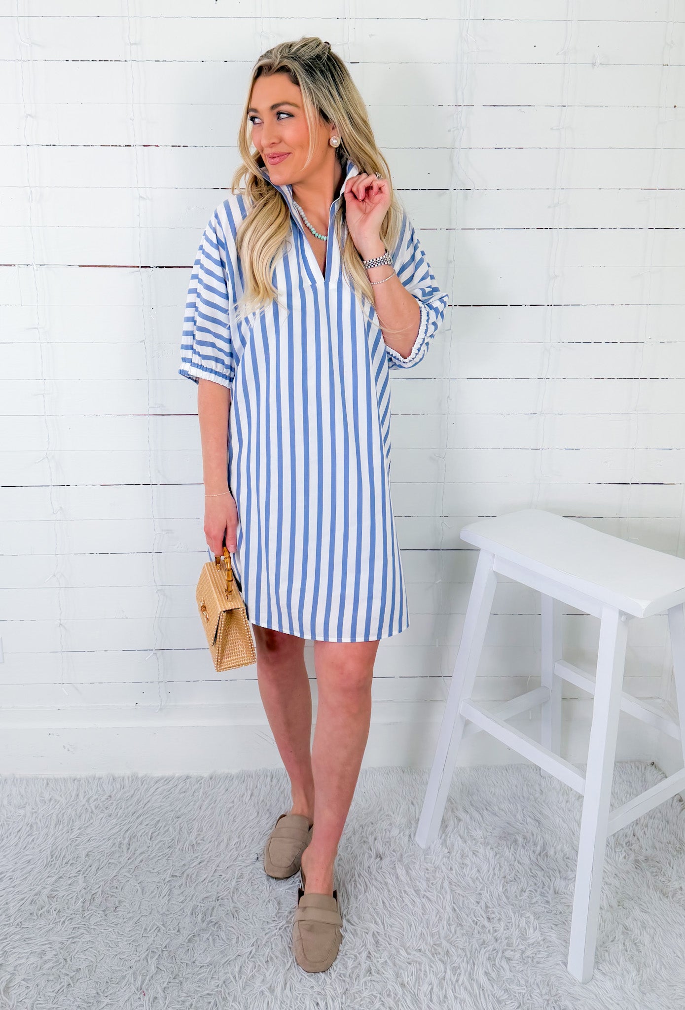 Charlotte Sky Ten Stripes Mini Dress Adrienne