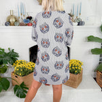 Charlotte Tiger Navy Gaze Mini Dress Adrienne
