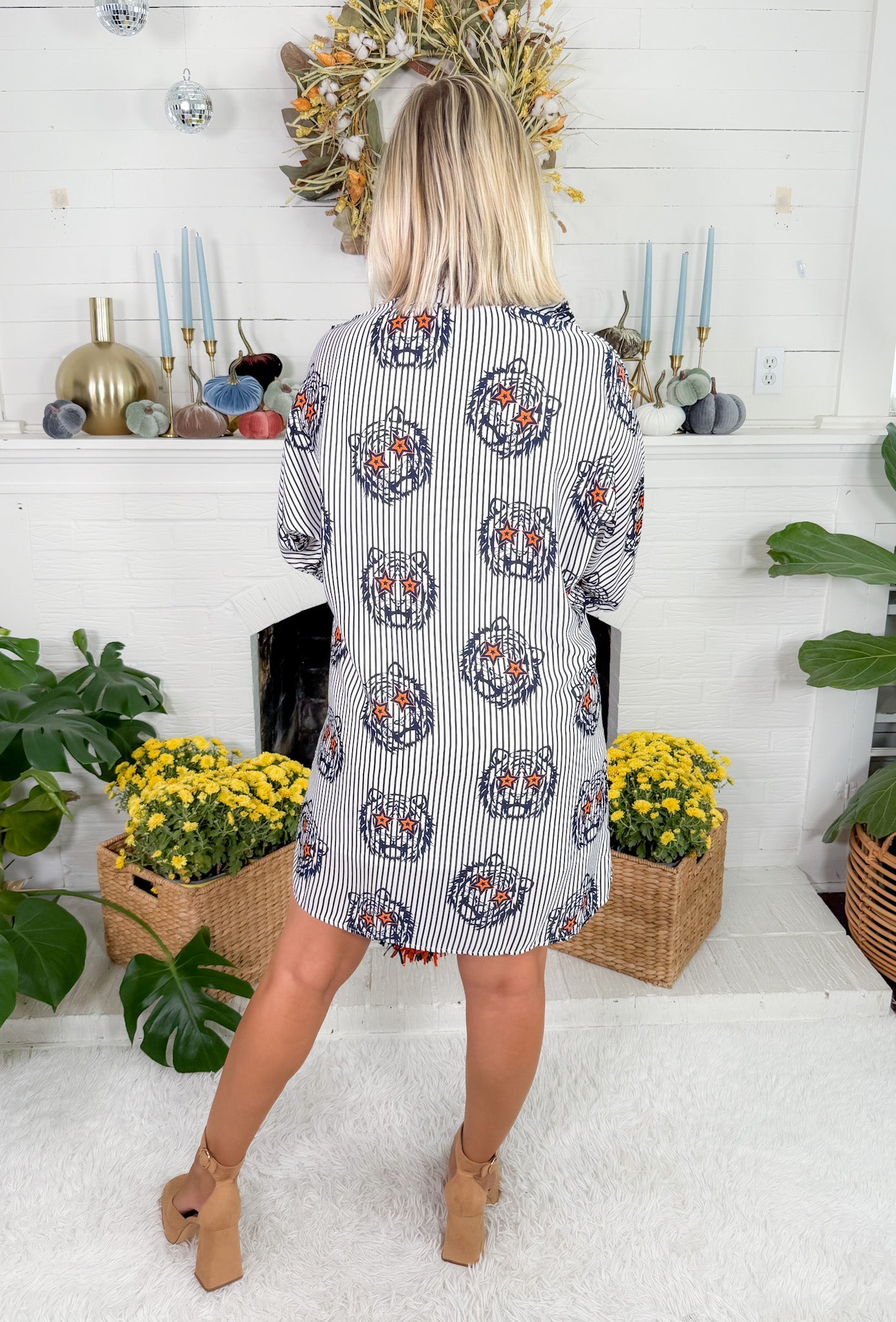 Charlotte Tiger Navy Gaze Mini Dress Adrienne
