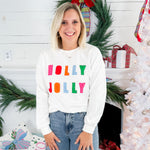 Chenille Holly Jolly Graphic Long Sleeve Top