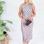 Chloe Lavender Check Silky Column Dress Lucy Paris