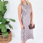 Chloe Lavender Check Silky Column Dress Lucy Paris