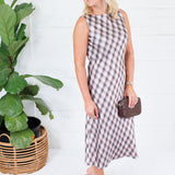 Chloe Lavender Check Silky Column Dress Lucy Paris