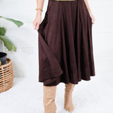 Choco Fondant A-Line Gored Midi Skirt Mustard Seed