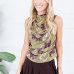 Choco Fondant A-Line Gored Midi Skirt Mustard Seed