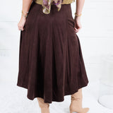 Choco Fondant A-Line Gored Midi Skirt Mustard Seed
