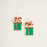 Christmas Giftbox with Glitter Bow Earrings