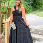 Christy Black Poplin One Shoulder Maxi Dress Lucy Paris 