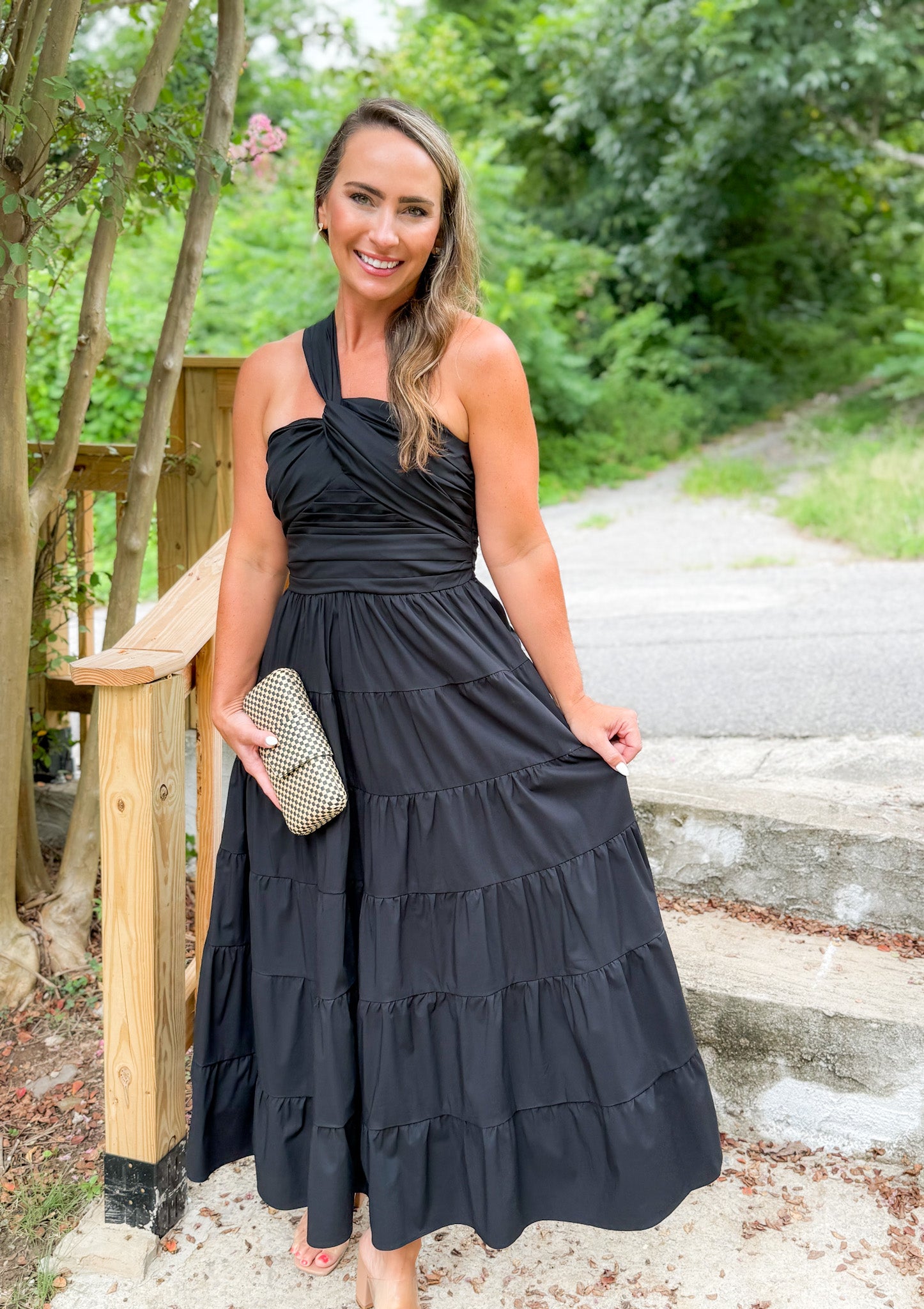 Christy Black Poplin One Shoulder Maxi Dress Lucy Paris 