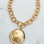 Chunky Gold Chain & Hammered Disc Necklace