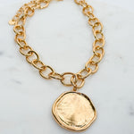 Chunky Gold Chain & Hammered Disc Necklace