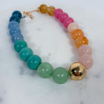 Chunky Multi Resin Ball + Gold Beaded Necklace