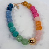 Chunky Multi Resin Ball + Gold Beaded Necklace