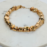 Chunky Polished Gold Pebble Beaded Necklace