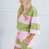 Claire Avocado + Pink Striped Top Polagram