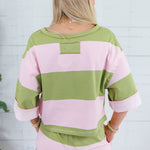 Claire Avocado + Pink Striped Top Polagram