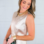 Claire Metallic Denim Maxi Dress Elizabeth James