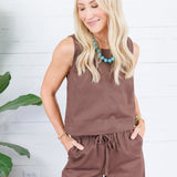 Claire Chocolate Denim Scoop Tank Karlie