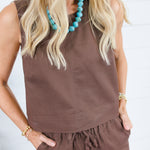 Claire Chocolate Denim Scoop Tank Karlie
