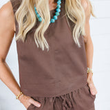 Claire Chocolate Denim Scoop Tank Karlie