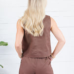 Claire Chocolate Denim Scoop Tank Karlie