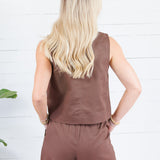 Claire Chocolate Denim Scoop Tank Karlie
