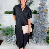 Clancy Black Pop Over Dress Entro