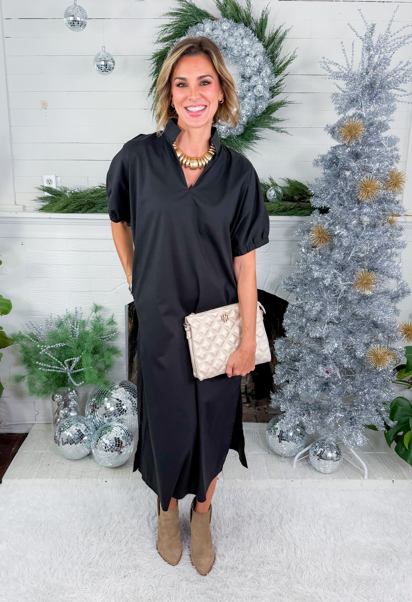 Clancy Black Pop Over Dress Entro