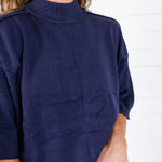 Clancy Navy Mock Neck Sweater Glam