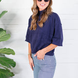 Clancy Navy Mock Neck Sweater Glam
