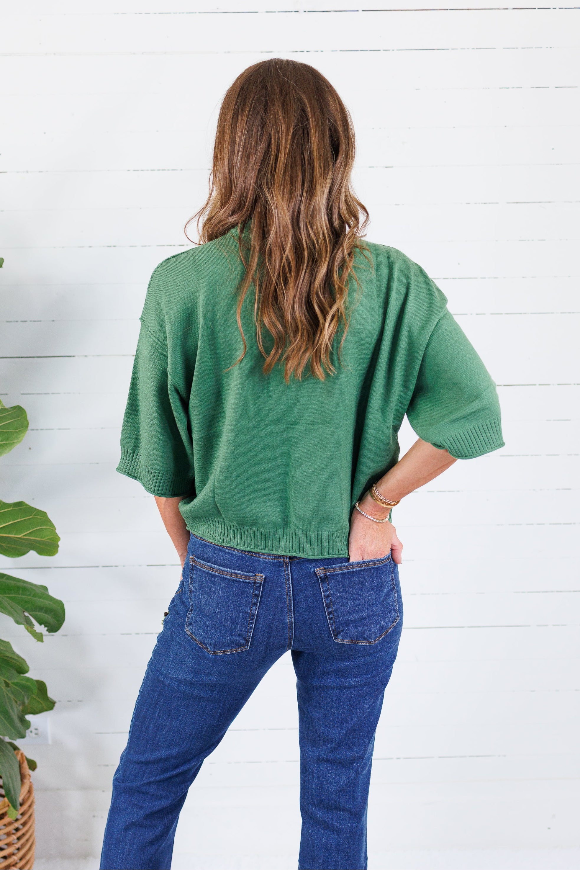 Clancy Olive Mock Neck Sweater Glam