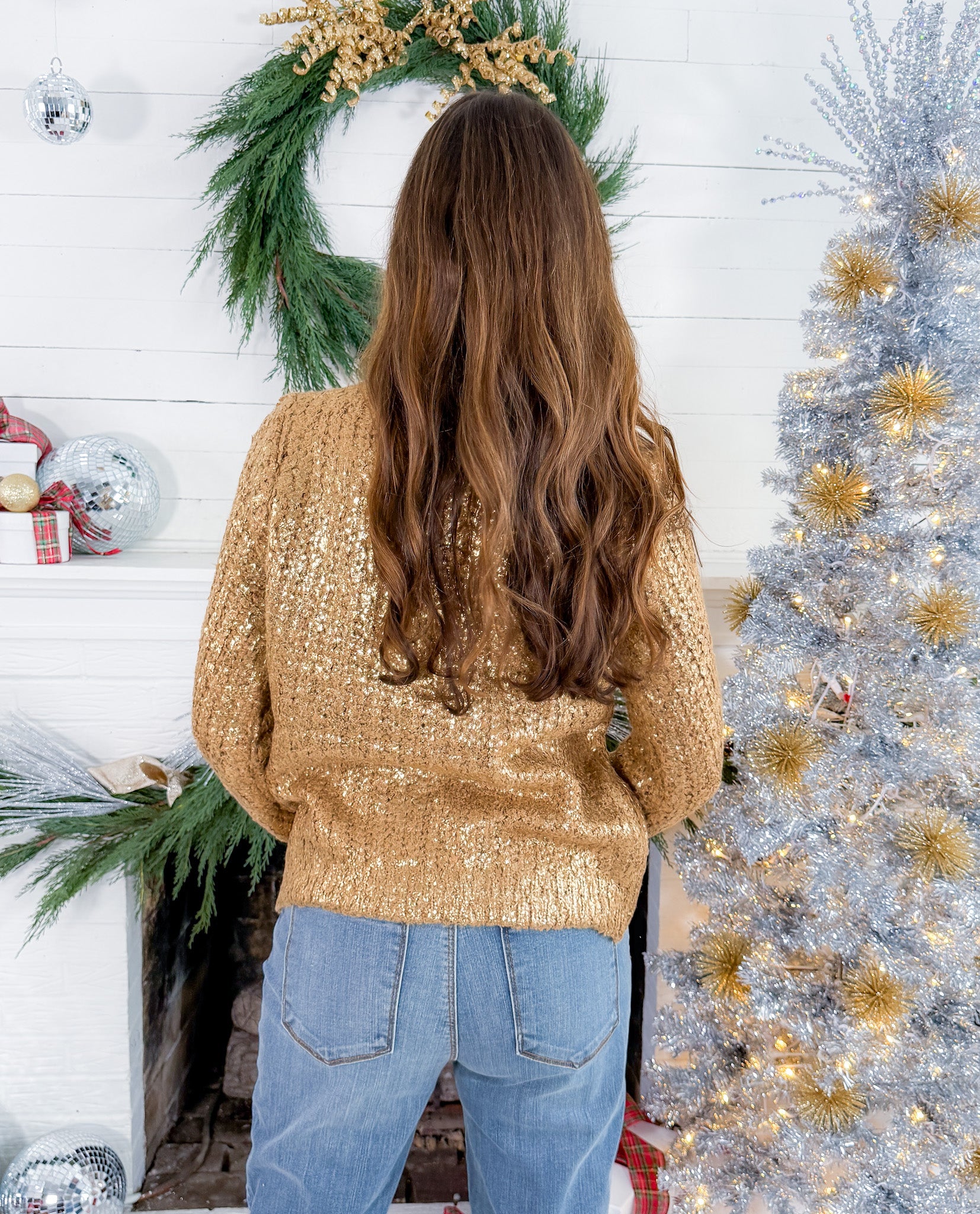 Clara Gold Metallic Sweater