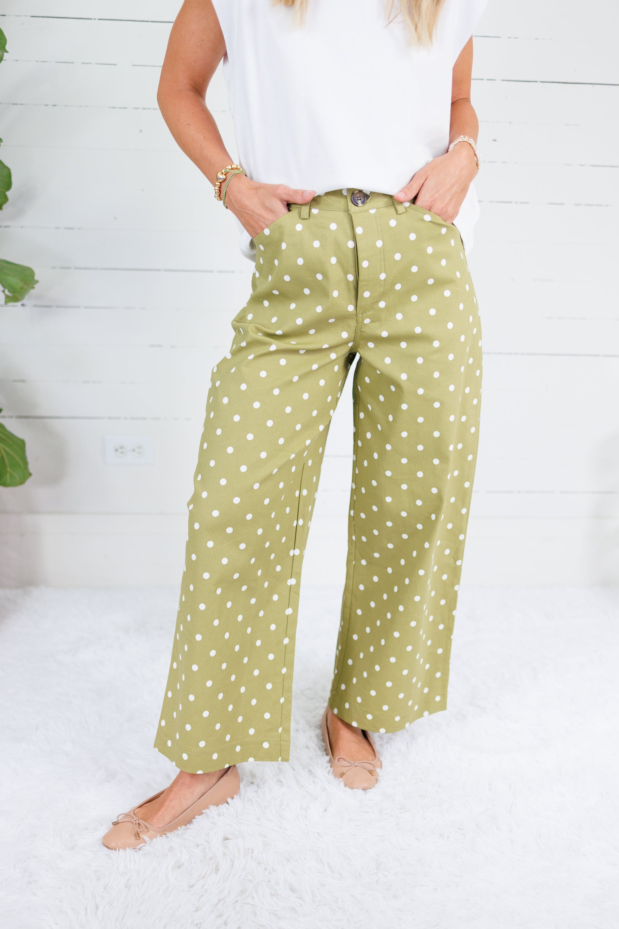 Clarence Olive Dottie Pants Glam
