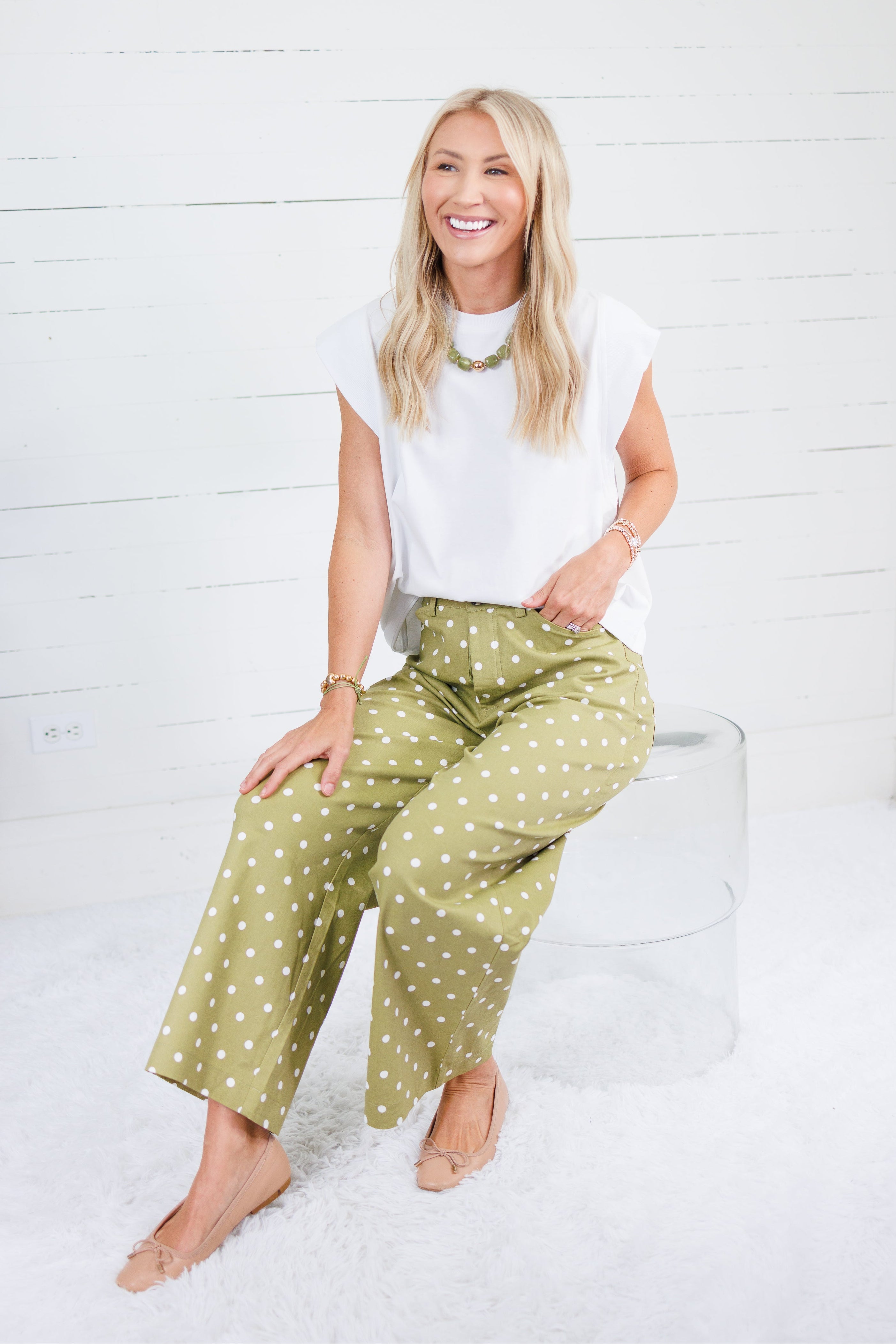 Clarence Olive Dottie Pants Glam
