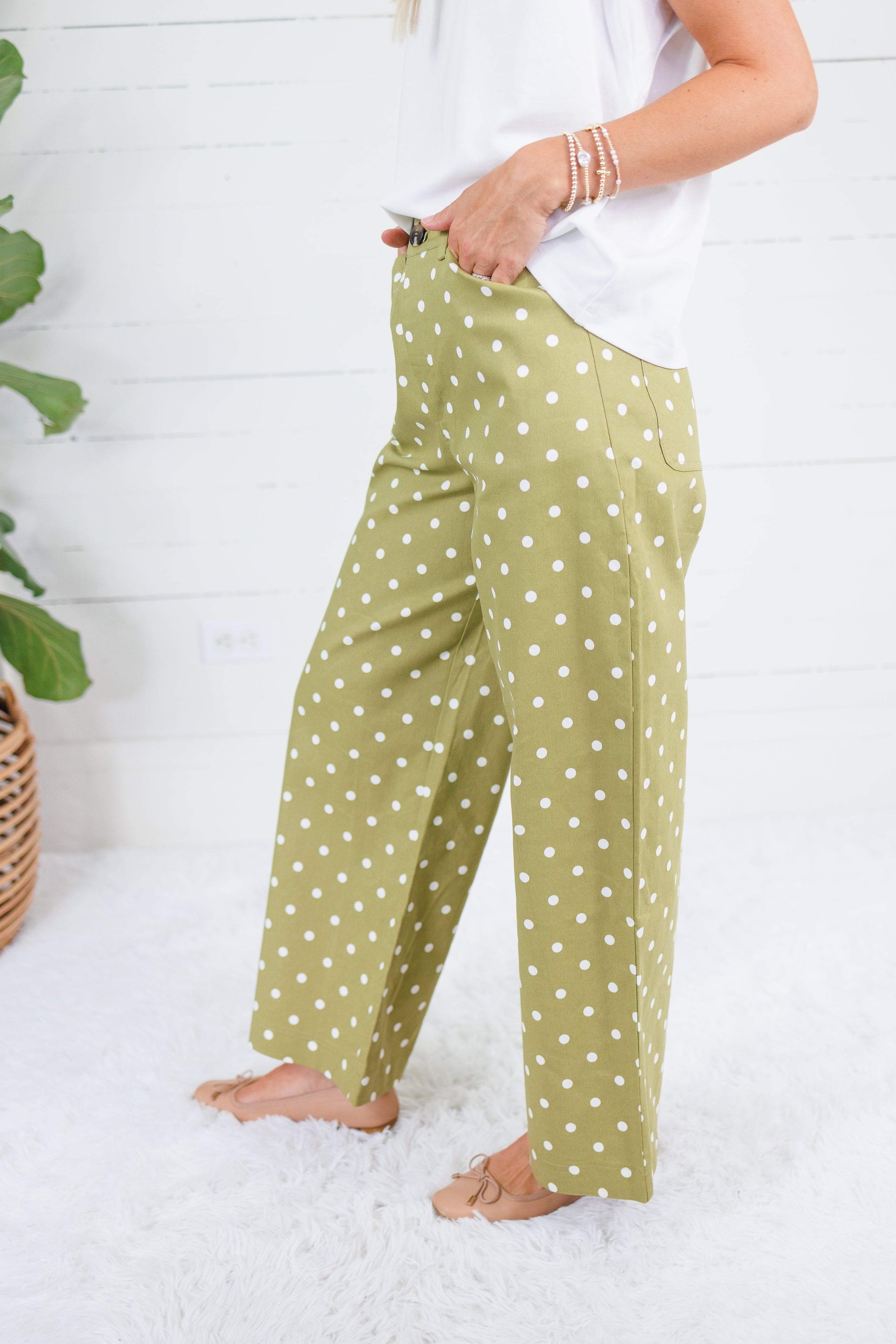 Clarence Olive Dottie Pants Glam