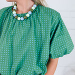 Clark Dotted Green Bubble Crop Top
