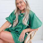 Clark Dotted Green Bubble Crop Top