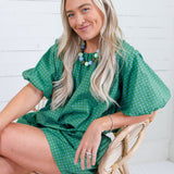 Clark Dotted Green Bubble Crop Top