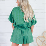 Clark Dotted Green Bubble Crop Top