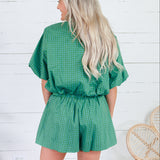 Clark Dotted Green Bubble Crop Top