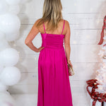 Claudine Magenta Draped Dress Lucy Paris