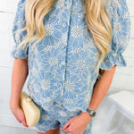 Cleary Chambray Eyelet Top Entro