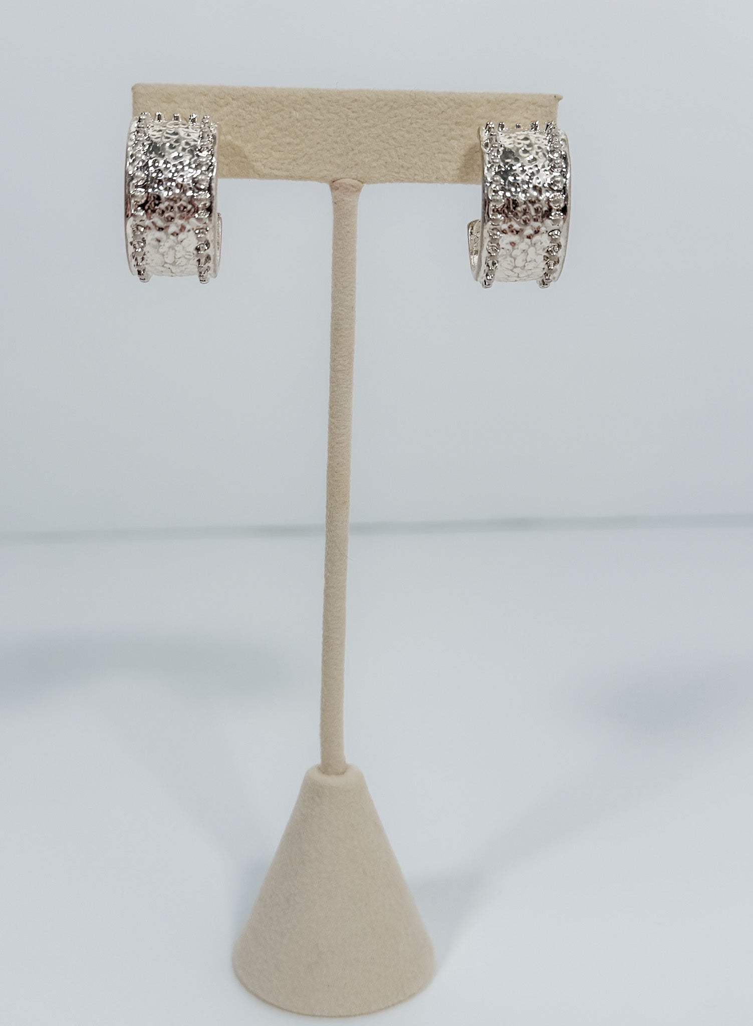 Clement Wide Silver Hammered Hoops