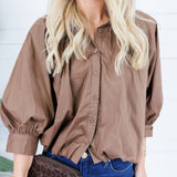 Clifton Brown Poplin Bubble Top Karlie