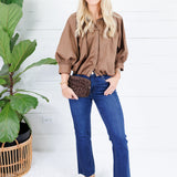 Clifton Brown Poplin Bubble Top Karlie