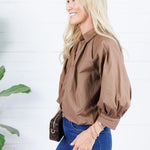 Clifton Brown Poplin Bubble Top Karlie